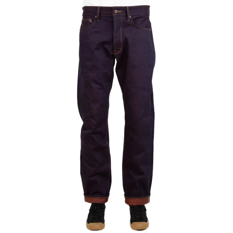 Rebels X117 Modern Straight Leg 17.5 Oz Indigo Warp Maroon Weft Selvedge sold by Railcar