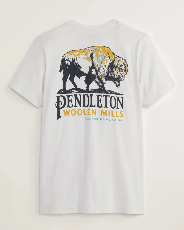 Pendleton Men's Bison Graphic Tee - Vintage White/ Brown 74617 sold by Railcar
