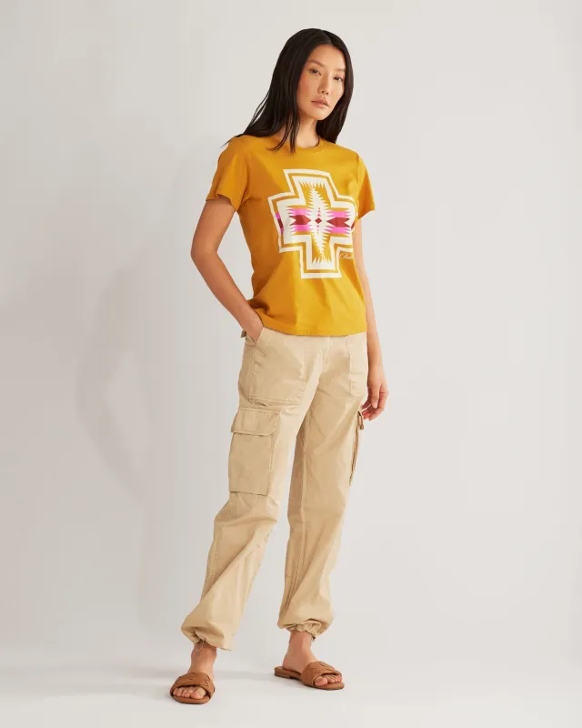 Pendleton Women's Heritage Harding Tee Old Gold made by Pendleton