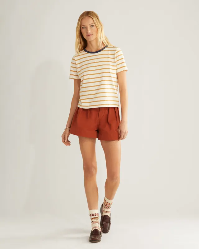 Pendleton Women's Sandy Deschutes Stripe Tee Antique White/Honey Mustard sold by Railcar