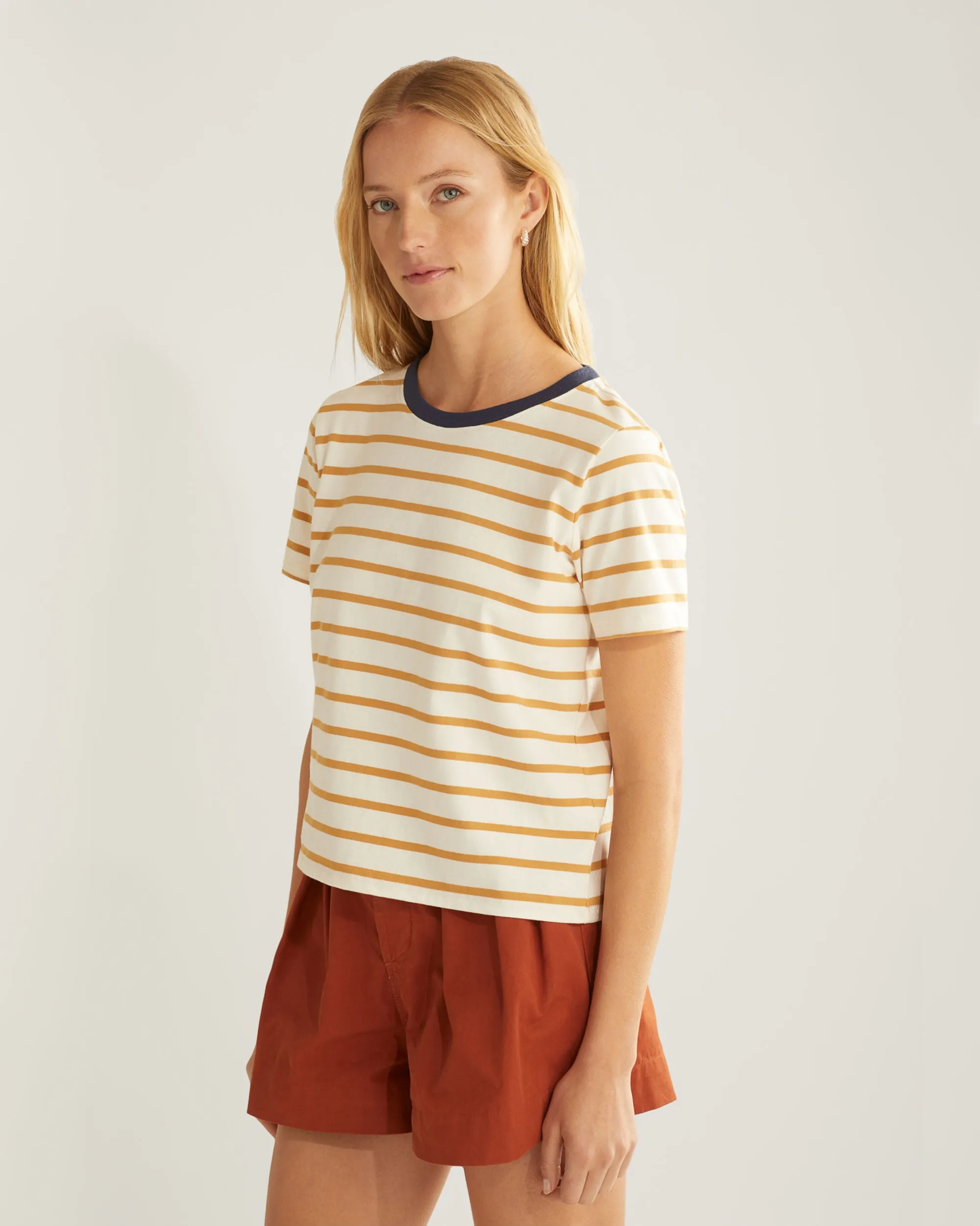 Pendleton Women's Sandy Deschutes Stripe Tee Antique White/Honey Mustard sold by Railcar product image thumbnail 2