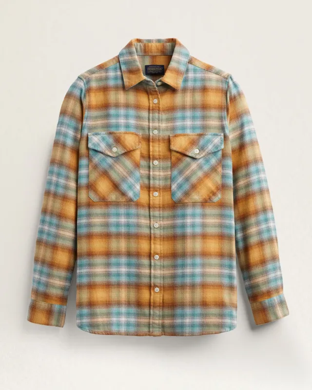 Pendleton Women's Madison Double-Brushed Flannel Shirt Turquoise Multi Plaid sold by Railcar