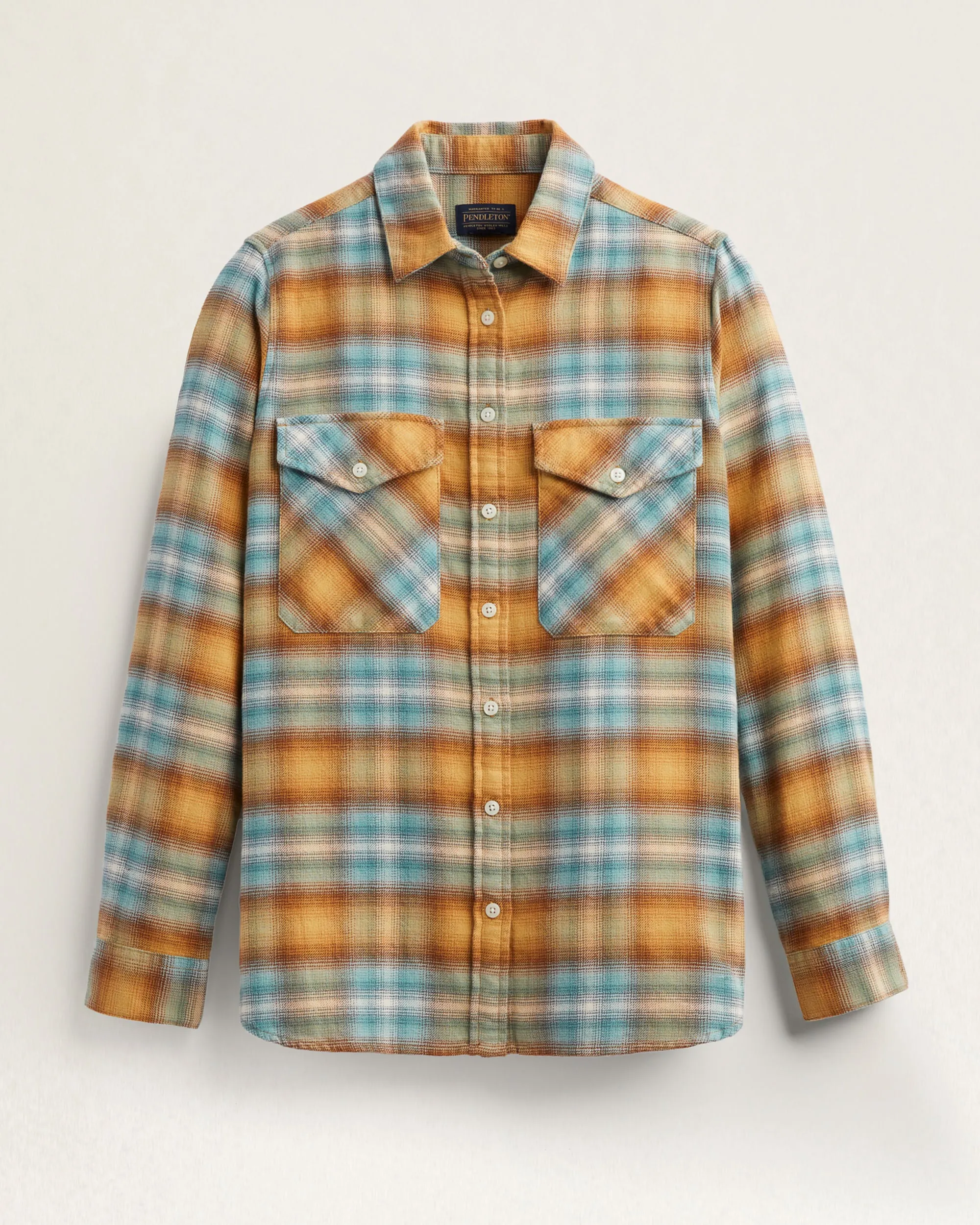 Pendleton Women's Madison Double-Brushed Flannel Shirt Turquoise Multi Plaid sold by Railcar