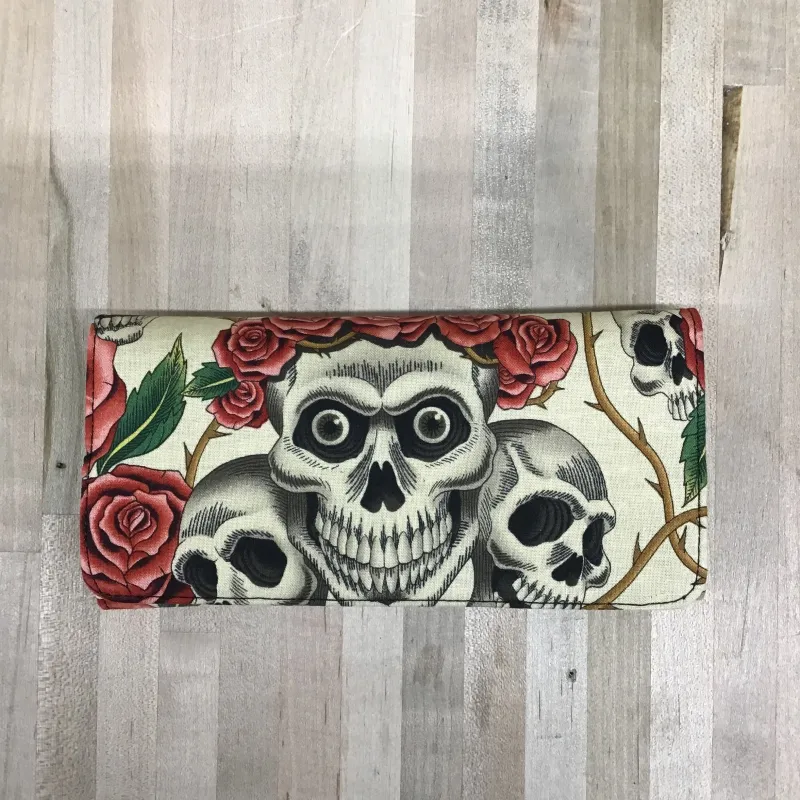HR Designs Large Wallet - Tan/Skull and Roses sold by Railcar