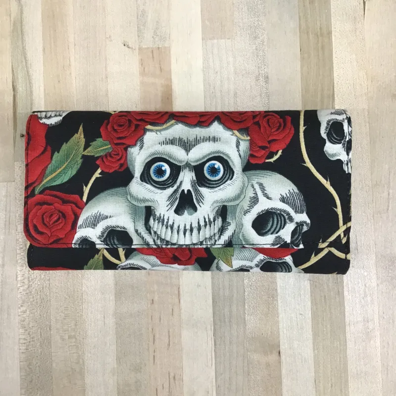 HR Designs Large Wallet - Black/Skull and Roses sold by Railcar