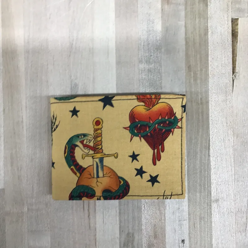 HR Designs Small Wallet - Tan/American Traditional (Serpent and Dagger) sold by Railcar