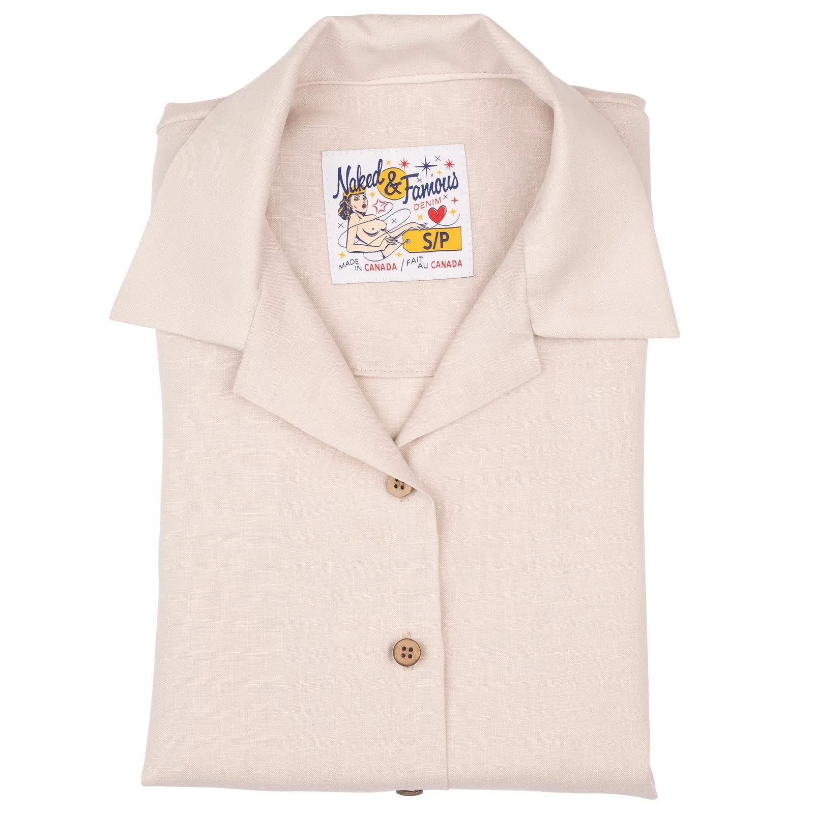 French Linen Fine Canvas - Ecru (Women's Camp Collar Shirt) sold by Railcar