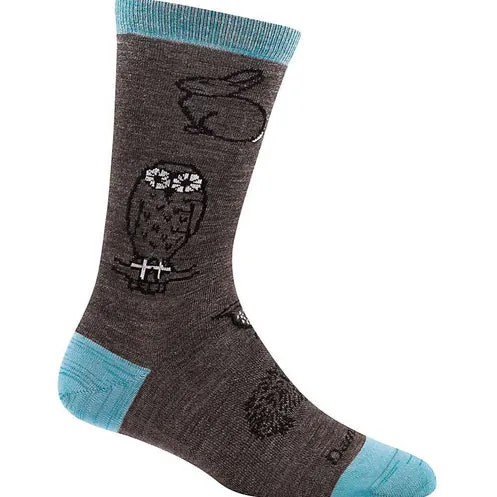 Darn Tough Women's Woodland Creatures Crew Lightweight - Ash sold by Railcar