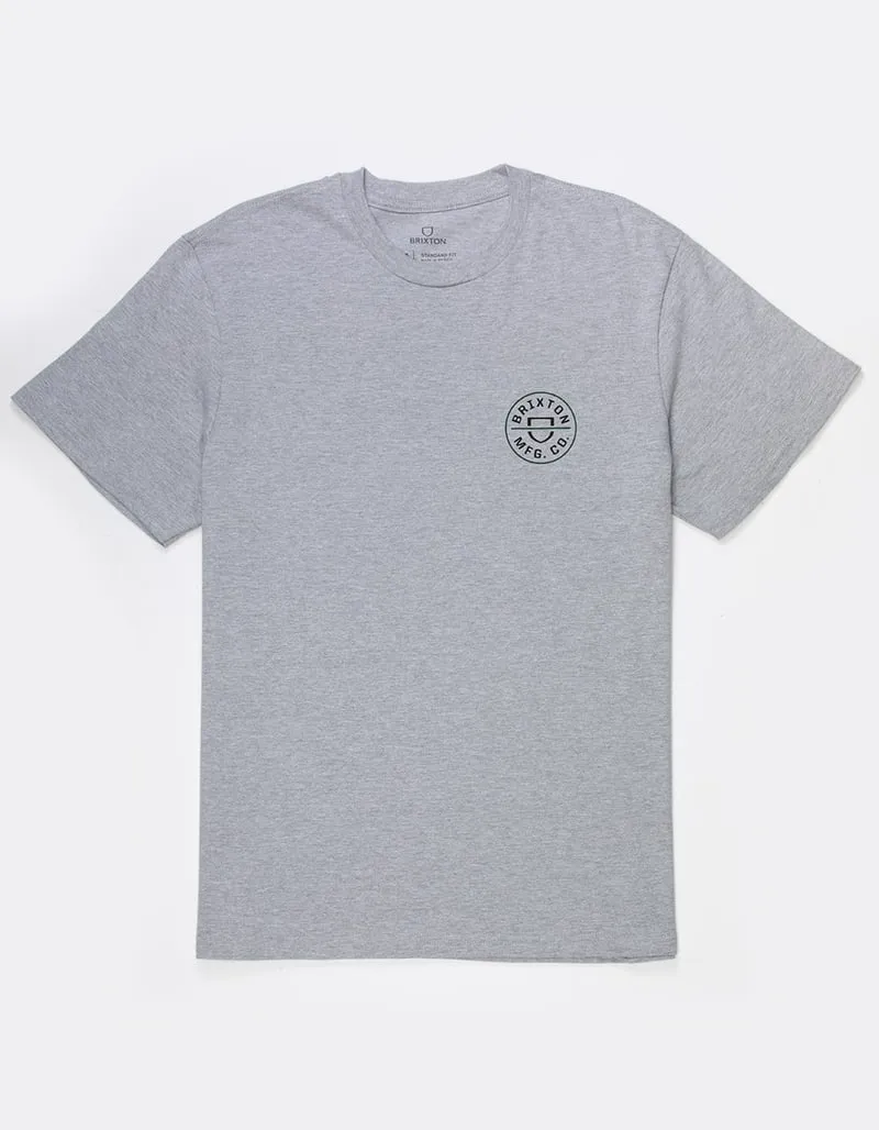 Brixton Men's Crest II S/S - Heather Grey/Washed Blackpine sold by Railcar
