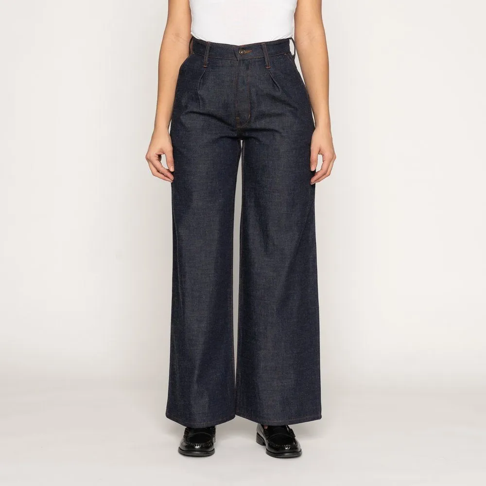 Women's Wide Leg Trouser - Slub Nep Rinsed Denim (301183256) sold by Railcar