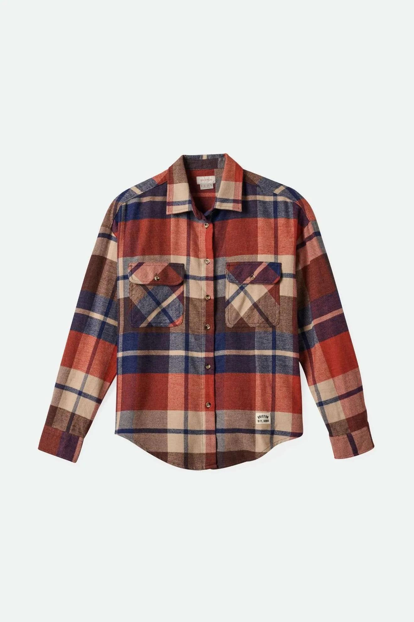 Brixton Women's Bowery Classic Flannel- Navy/ Mars Red/ Whitecap (01424) sold by Railcar