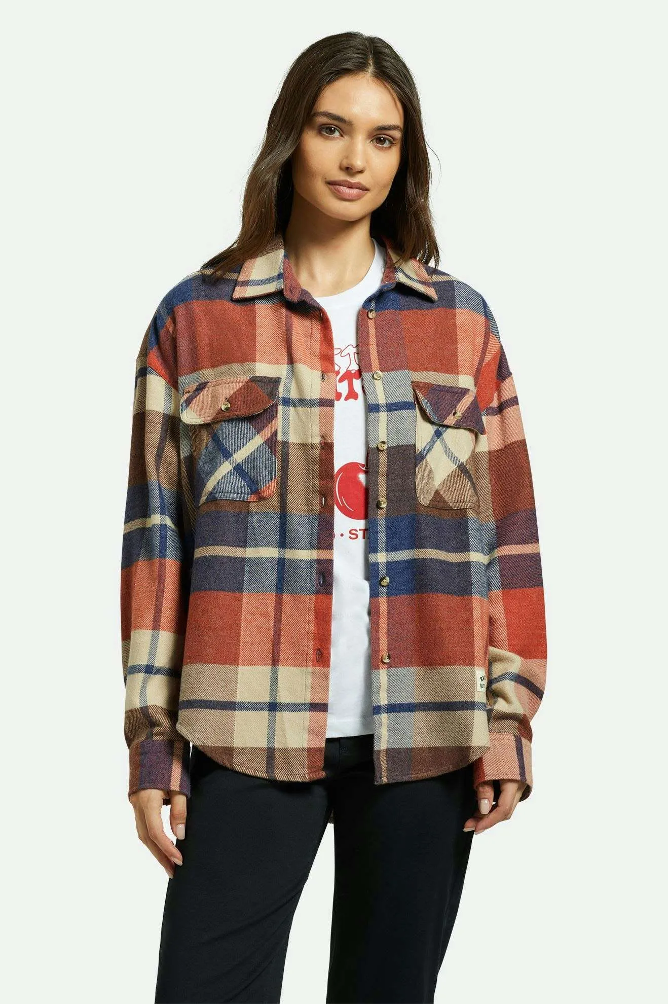 Brixton Women's Bowery Classic Flannel- Navy/ Mars Red/ Whitecap (01424) sold by Railcar product image thumbnail 2