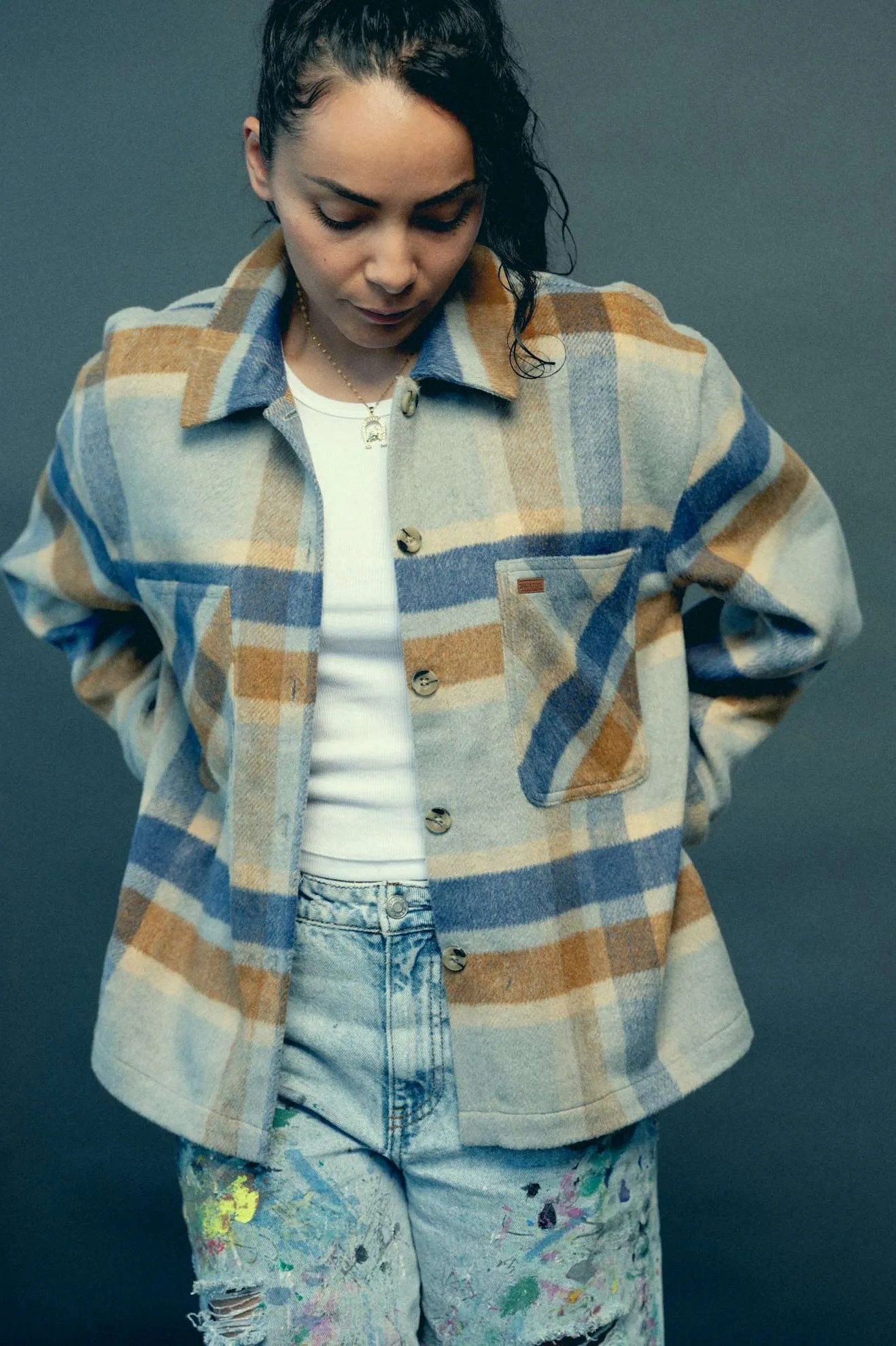 Brixton Women's Bowery Soft Brushed Flannel- Dark Denim (01433) sold by Railcar product image thumbnail 2