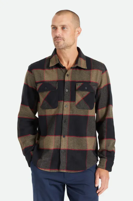 Brixton Men's Bowery L/S Flannel - Heather Grey/Charcoal sold by Railcar