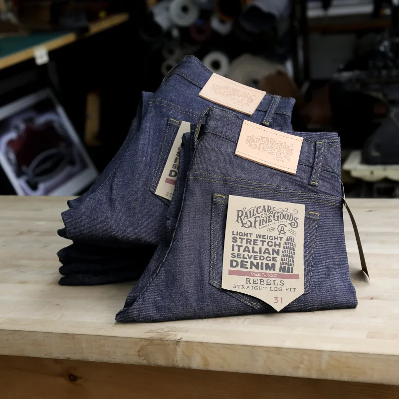 Rebels X103 Modern Straight Leg Candiani Indigo made by Railcar