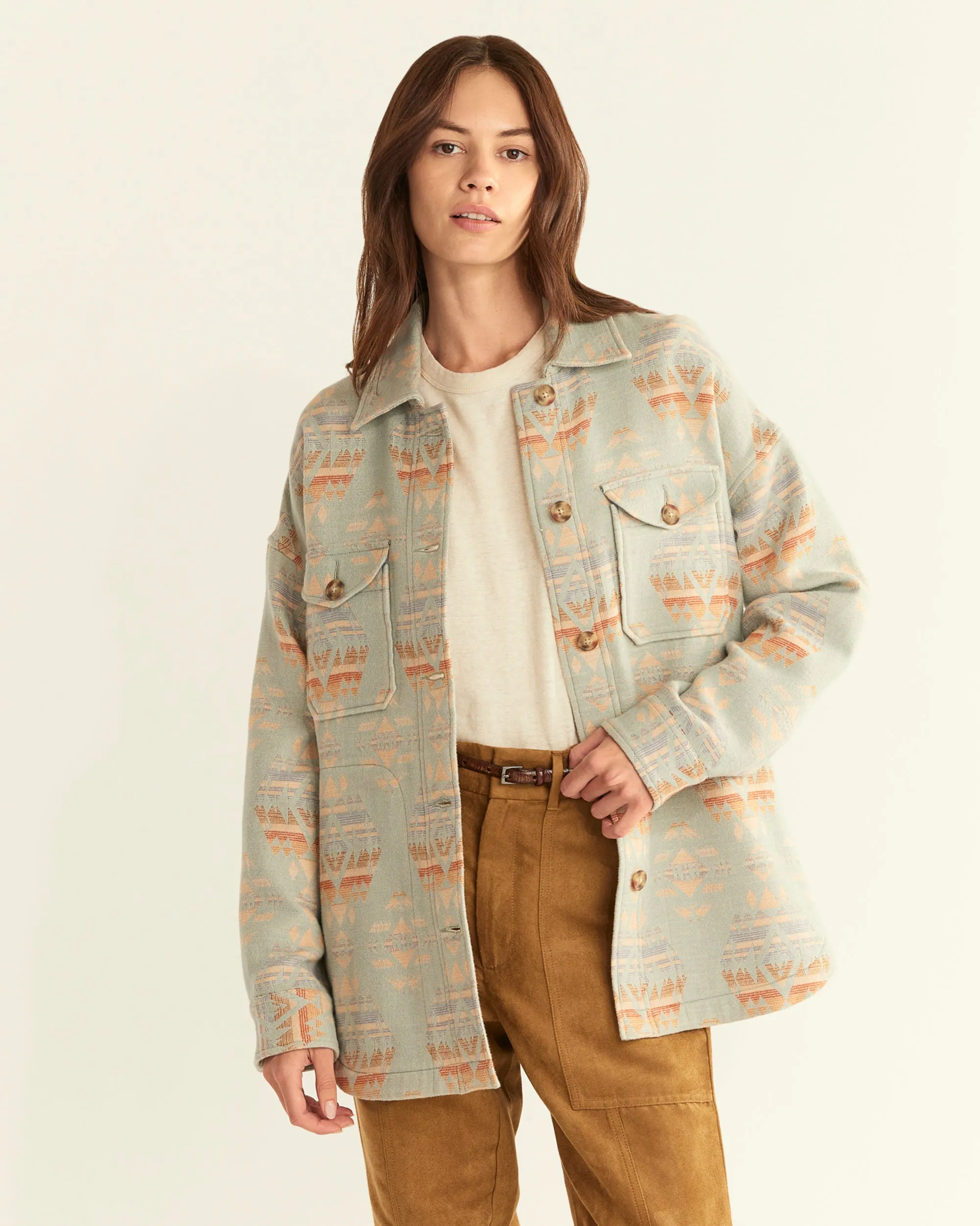Pendleton Women's Doublesoft Shirt Jacket Shale Blue Agate Beach sold by Railcar