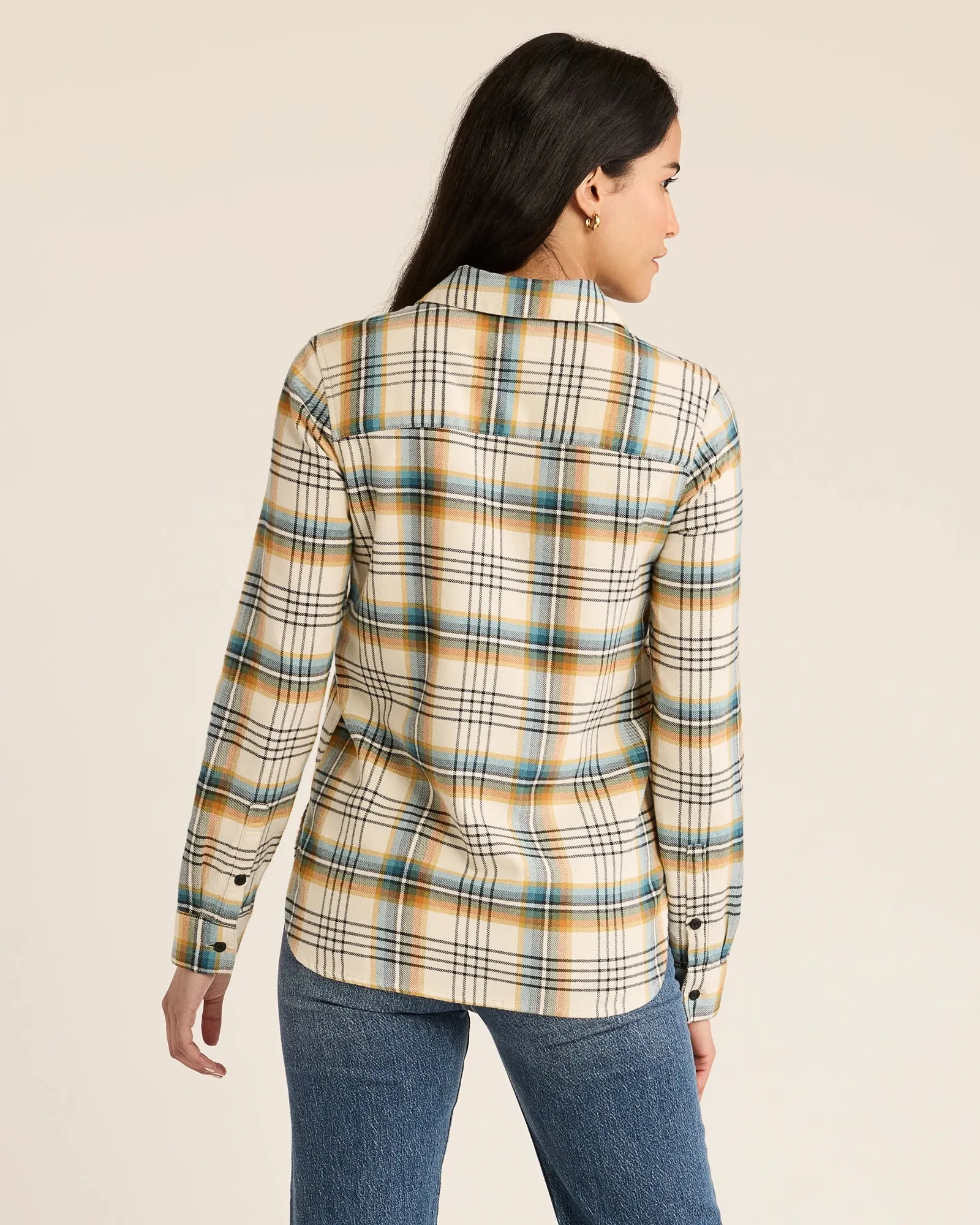 Pendleton Women's Plaid Madison Double Brushed Flannel Shirt- Cream Multi Plaid sold by Railcar product image thumbnail 2