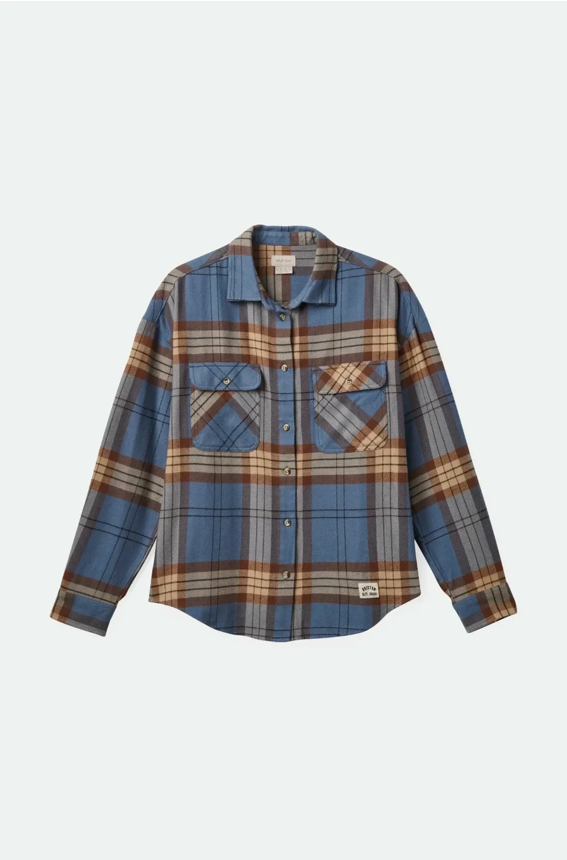 Brixton Women's Bowery Classic Flannel- Flint Blue/Pinecone Brown sold by Railcar