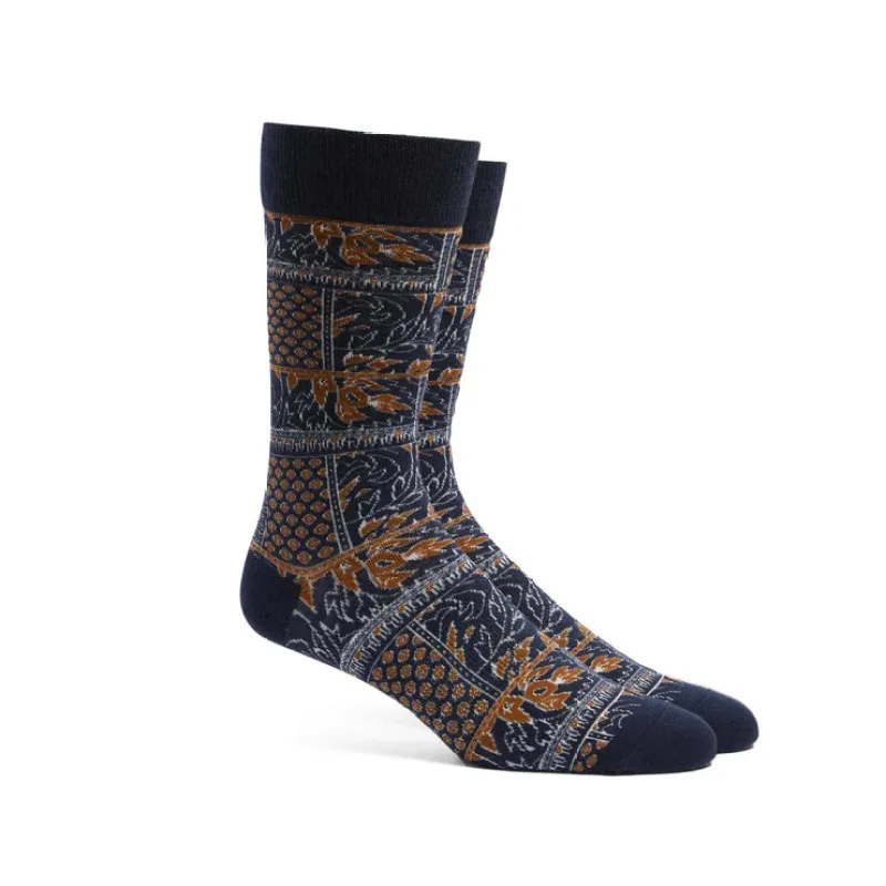 Richer Poorer Men's Paisley Lightweight Crew Sock - Blue Nights made by Richer Poorer