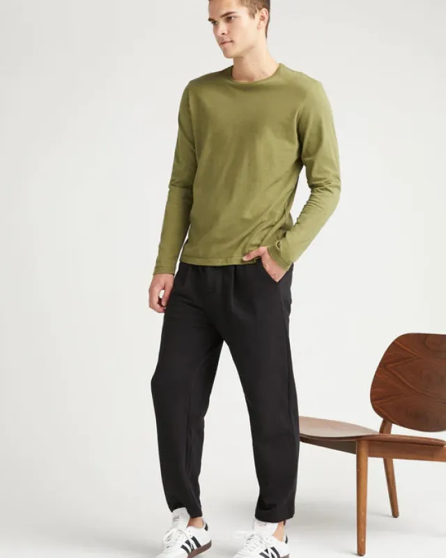 Richer Poorer Men's Weighted Organic L/S Tee - Olive Army sold by Railcar