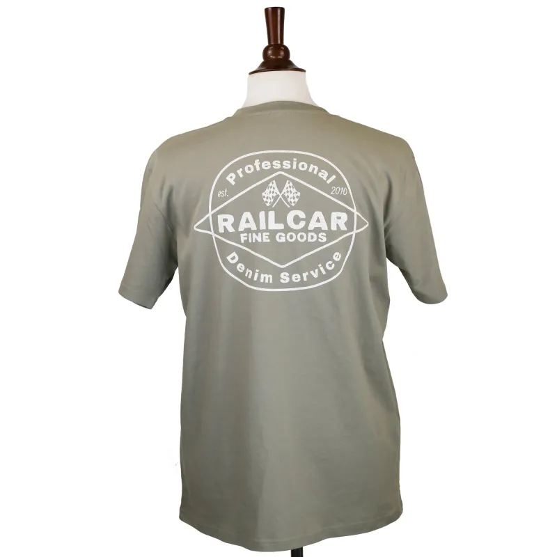 Professional Denim Service Sage Green Tee Shirt made by Railcar