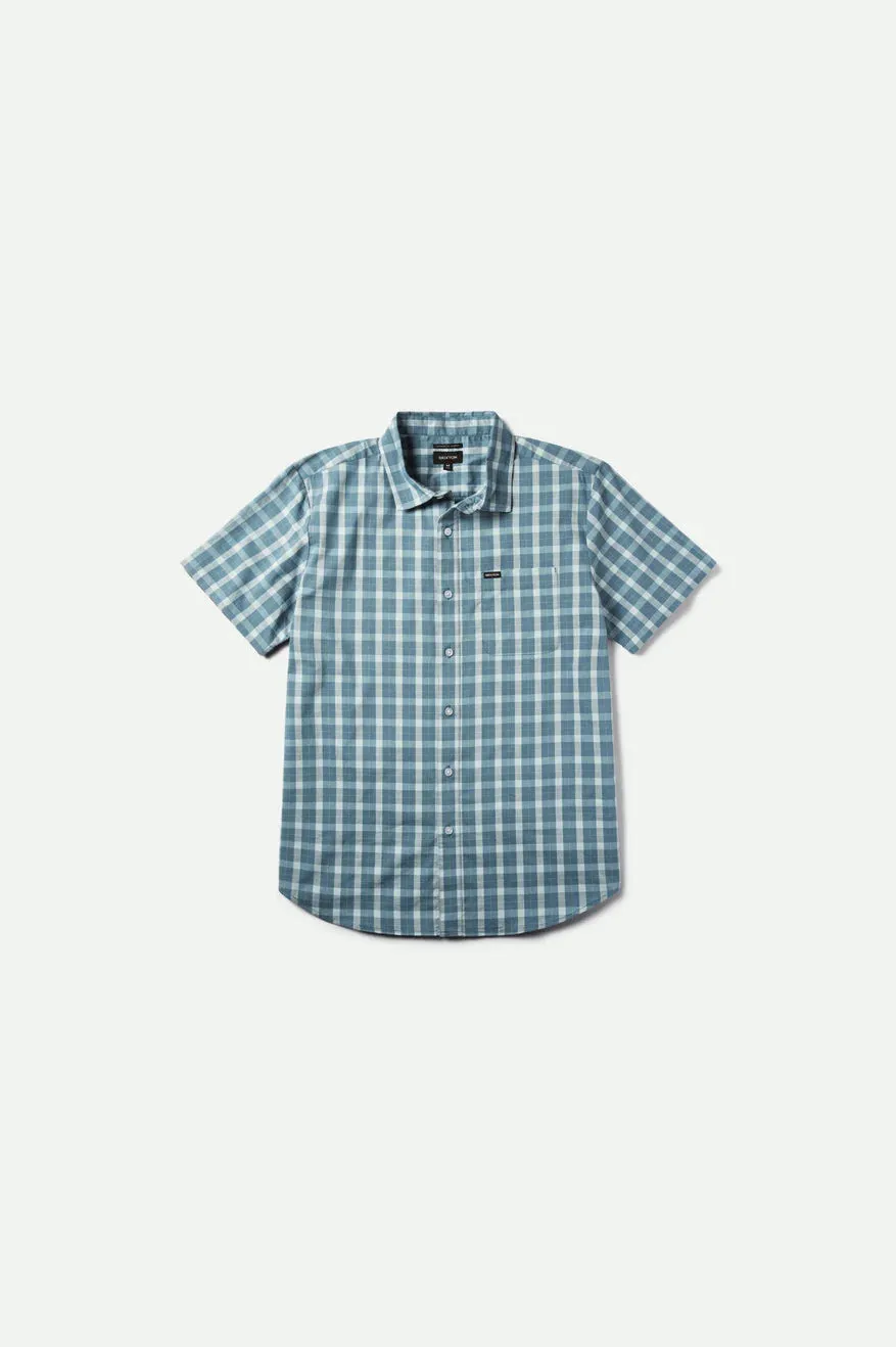 Brixton Charter Plaid S/S Woven - Blue Mirage (01219) sold by Railcar