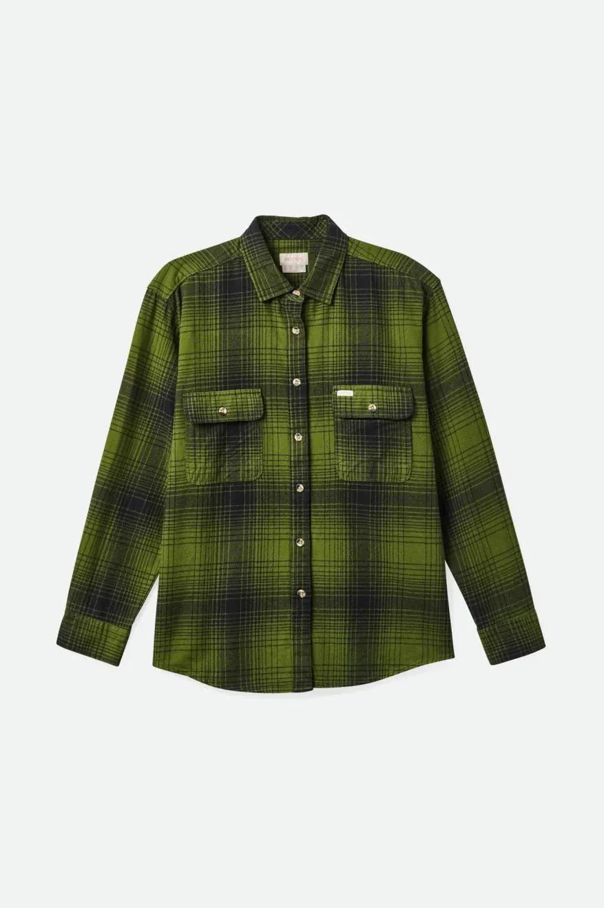Brixton Women's Bowery BF Flannel Chive/Black sold by Railcar