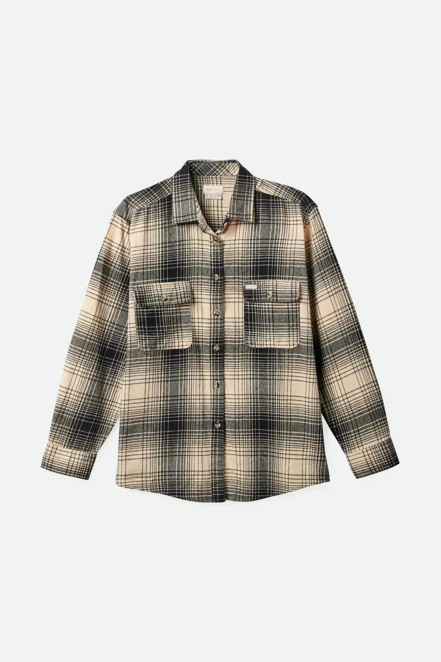Brixton Women's Bowery BF Flannel Biscotti/Black sold by Railcar