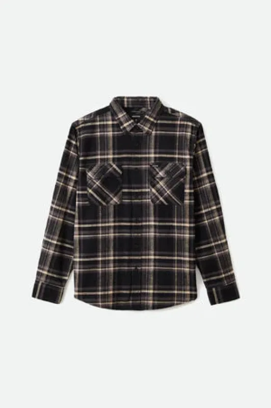 Brixton Bowery Stretch L/S Utility Flannel - Black/Charcoal II made by Brixton