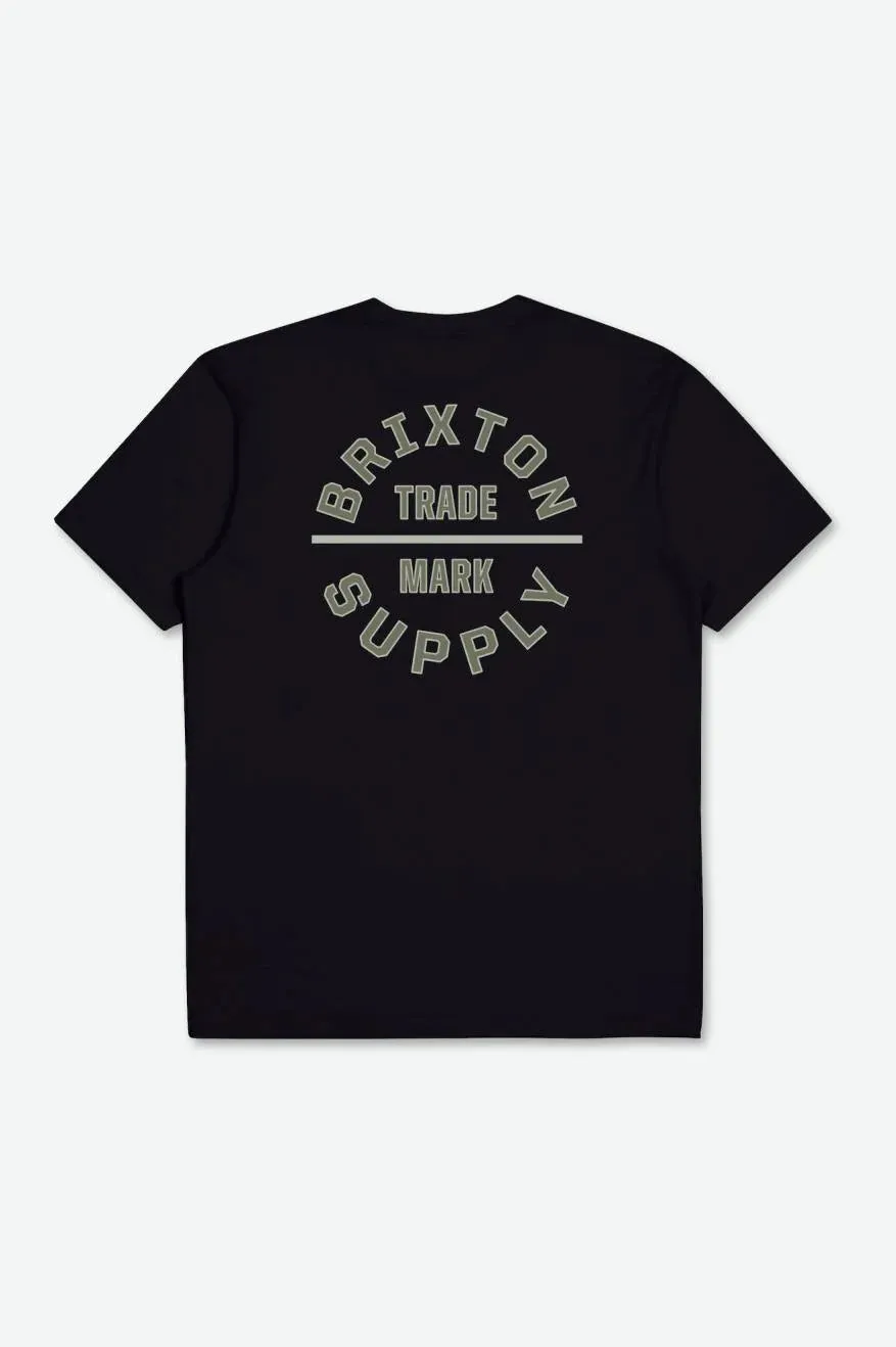 Brixton Men's Oath V S/S Standard Tee Black/Olive Surplus/Mineral Grey sold by Railcar