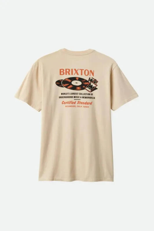 Brixton Men's Hubbard S/S Standard Tee Cream Worn Wash sold by Railcar