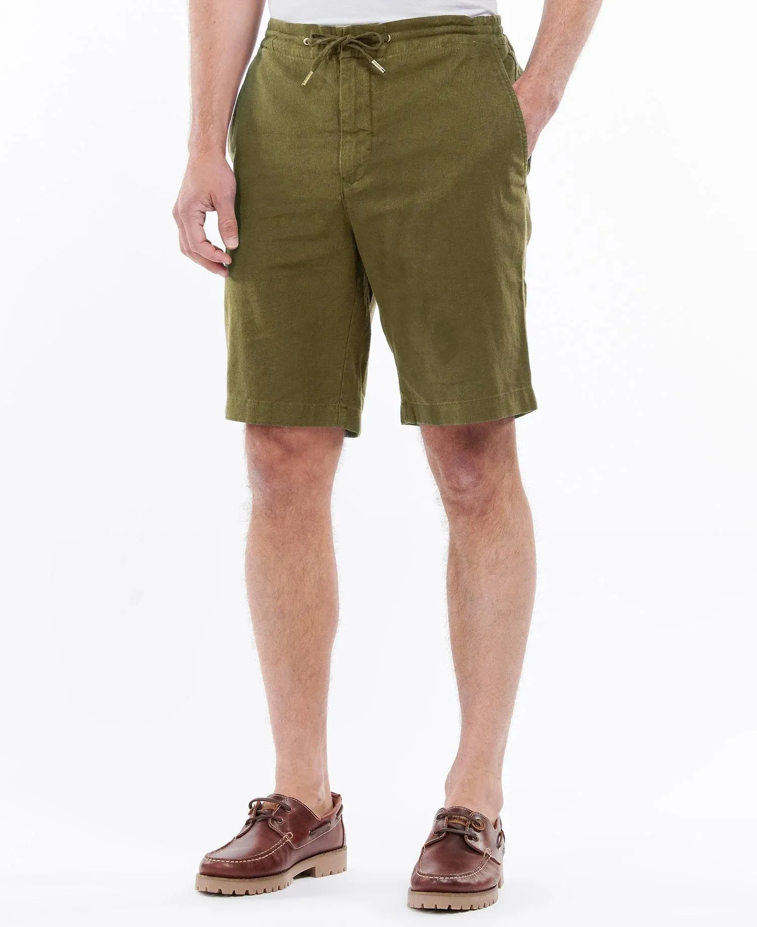 Barbour Linen Cotton Mix Short - Military Green sold by Railcar