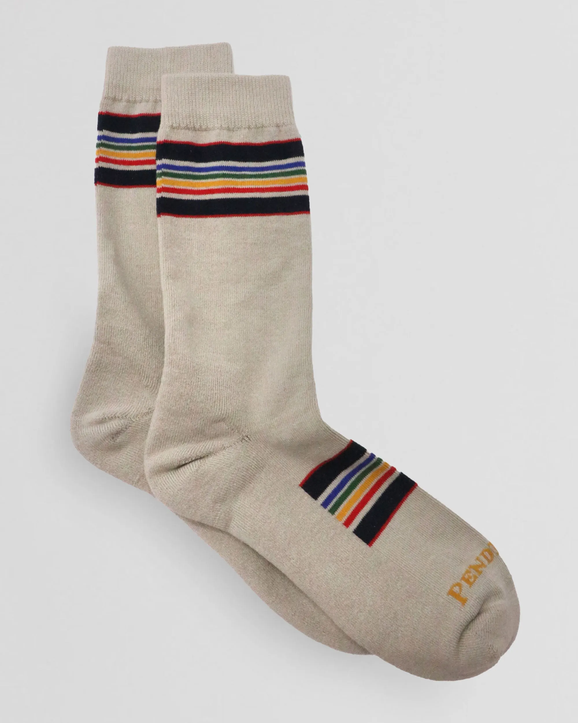 National Park Stripe Crew Socks - Yellowstone Taupe sold by Railcar