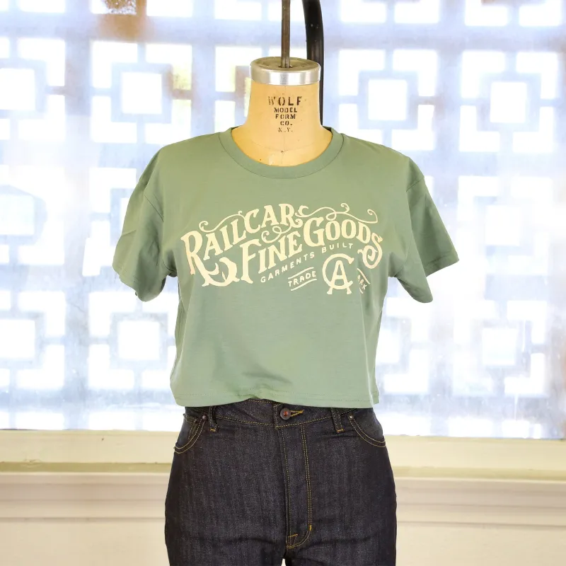 Railcar Women's Green Crop Tee Shirt made by Railcar