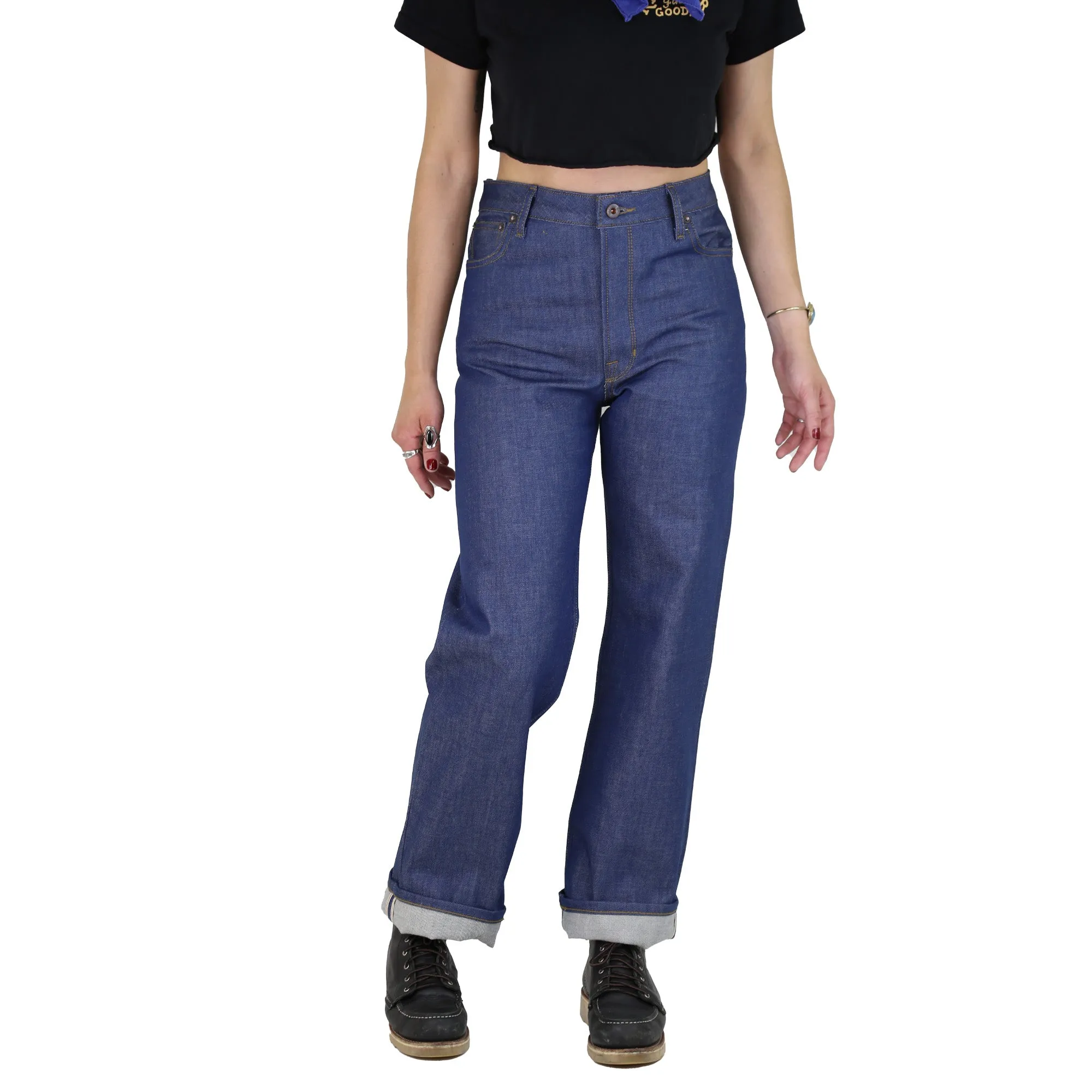 Drifter X089 Indigo Medium High Waist Straight Leg sold by Railcar