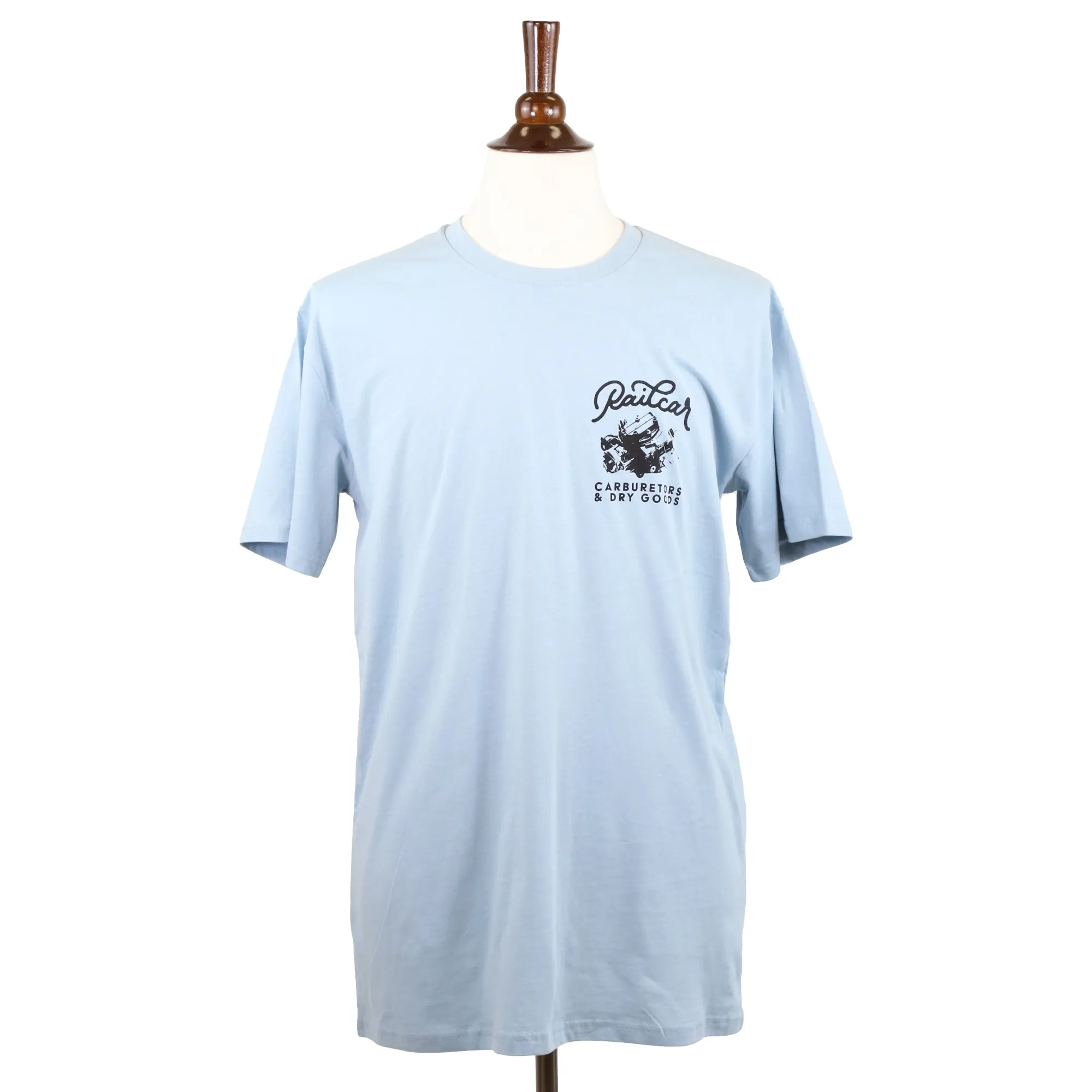 Carburetors And Dry Goods Light Blue Tee Shirt sold by Railcar product image thumbnail 2