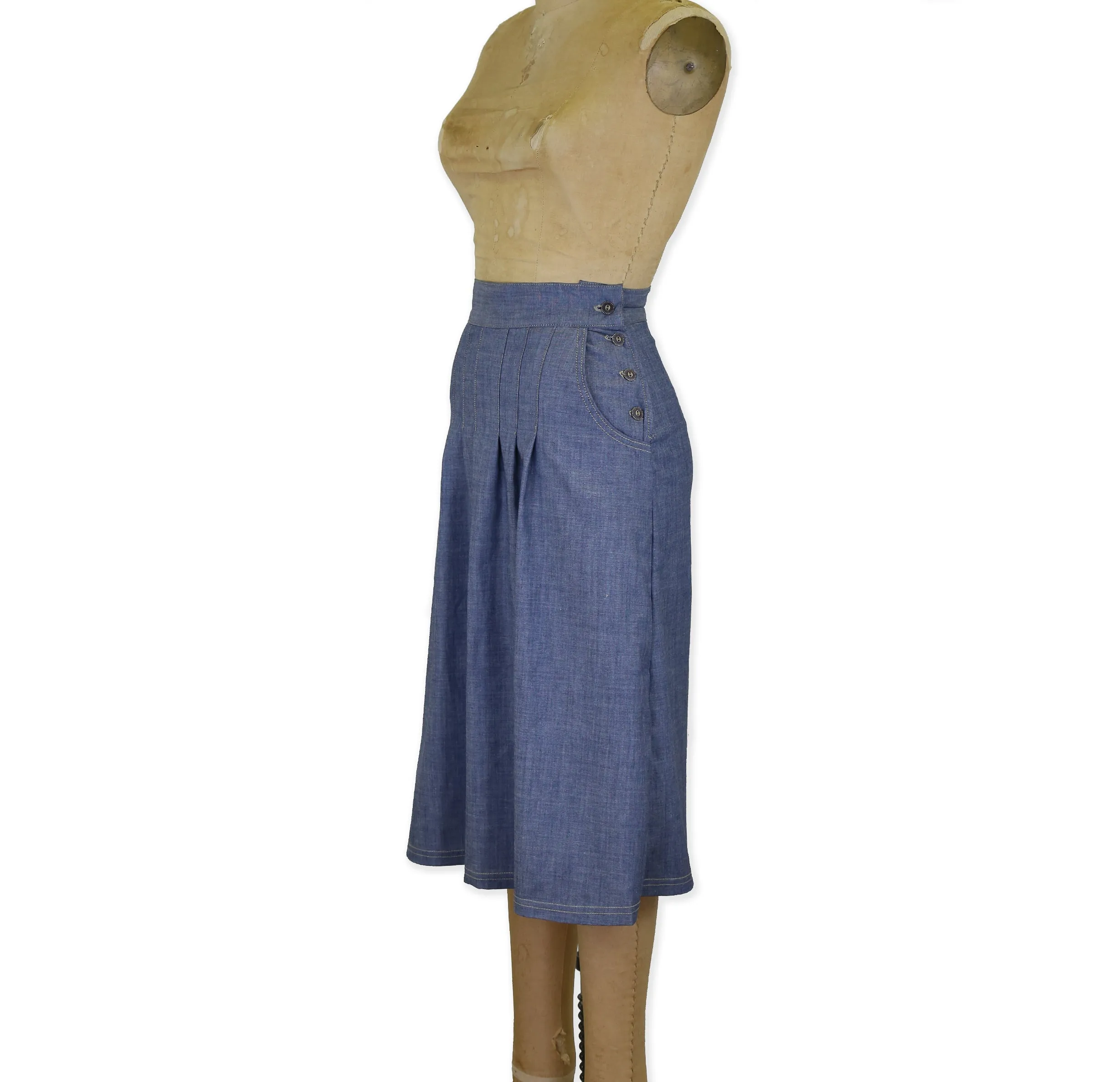Chambray Indigo Skirt sold by Railcar product image thumbnail 2