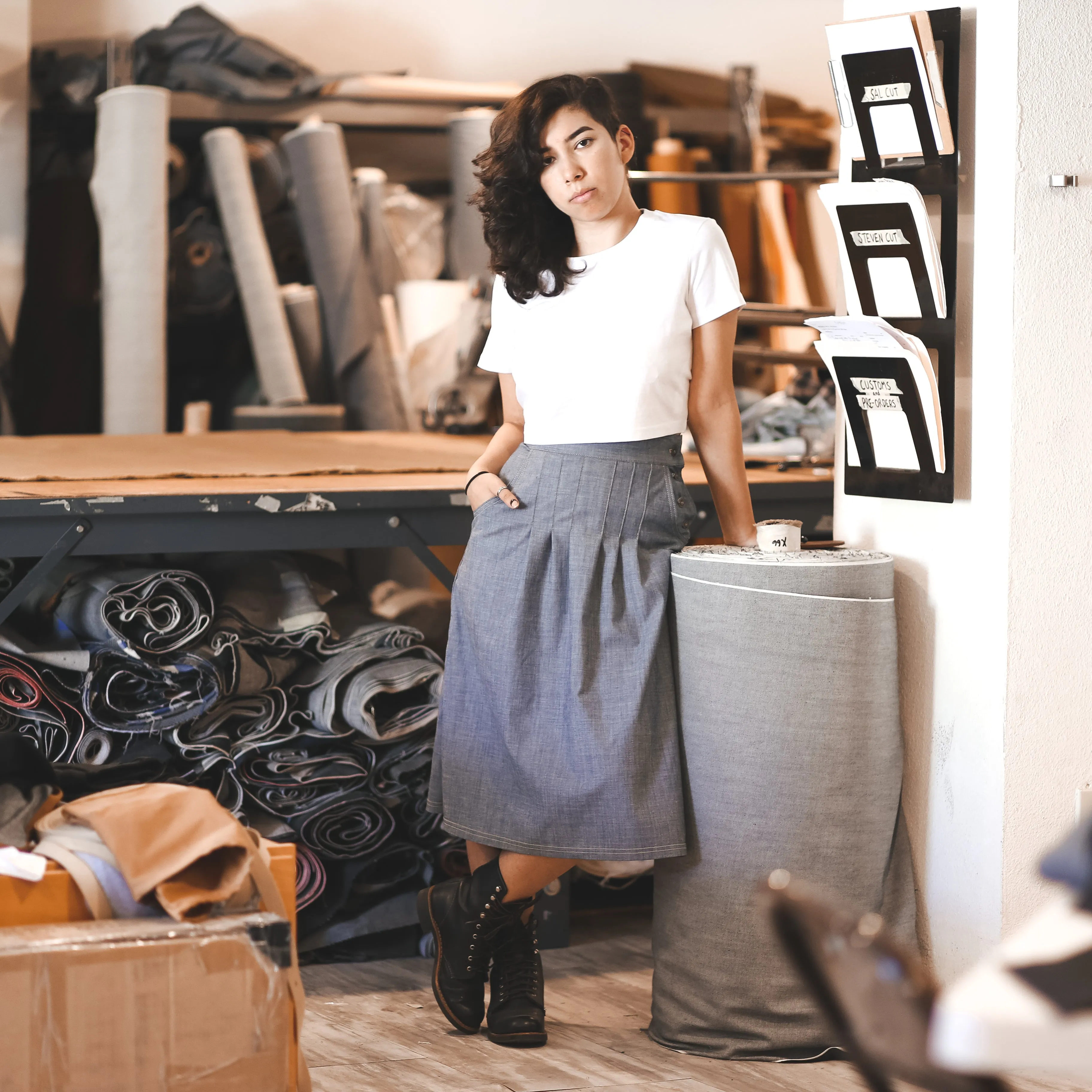 Chambray Indigo Skirt sold by Railcar product image thumbnail 3