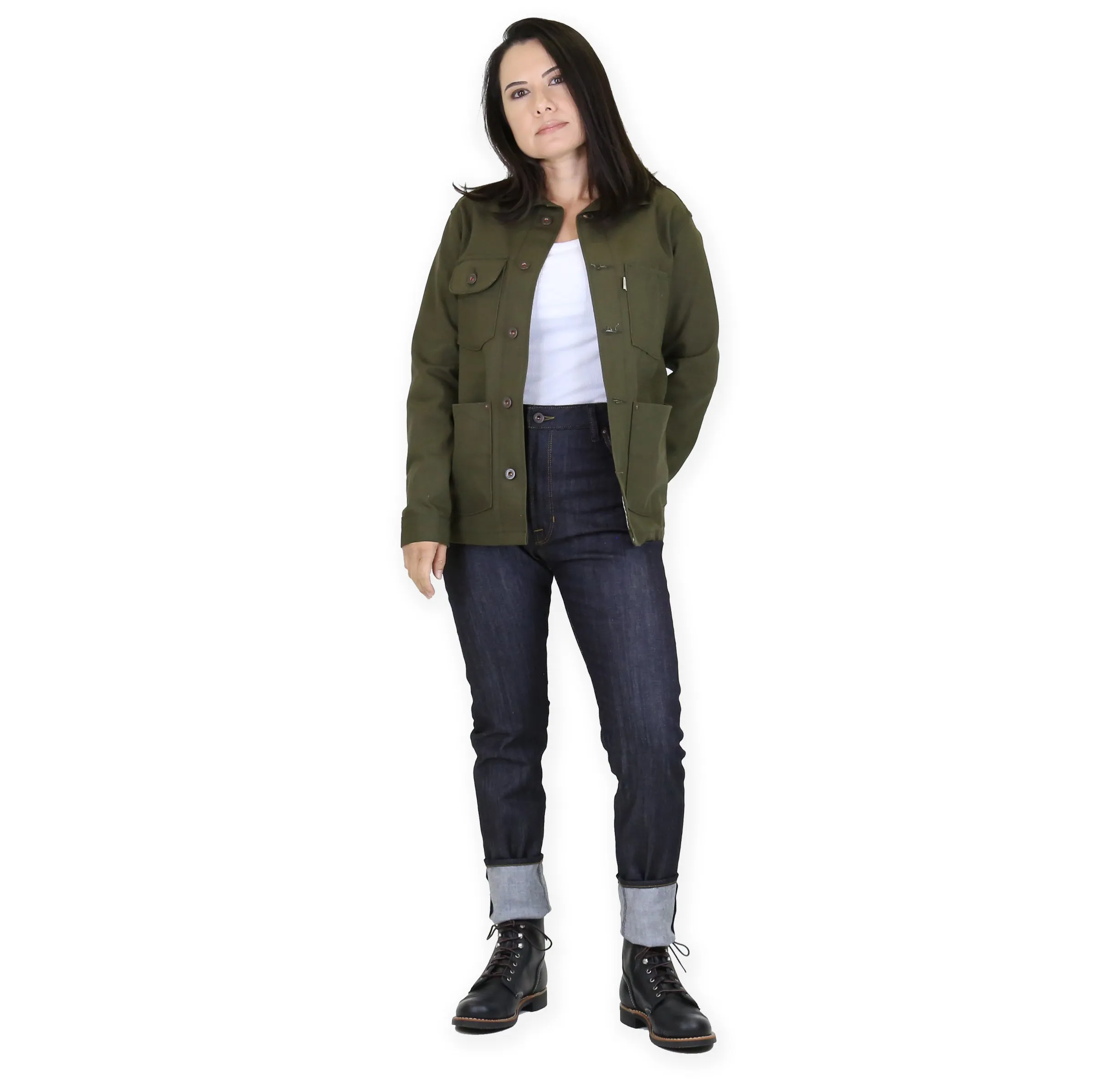 Women's Chore Coat 12oz Seaweed sold by Railcar product image thumbnail 4
