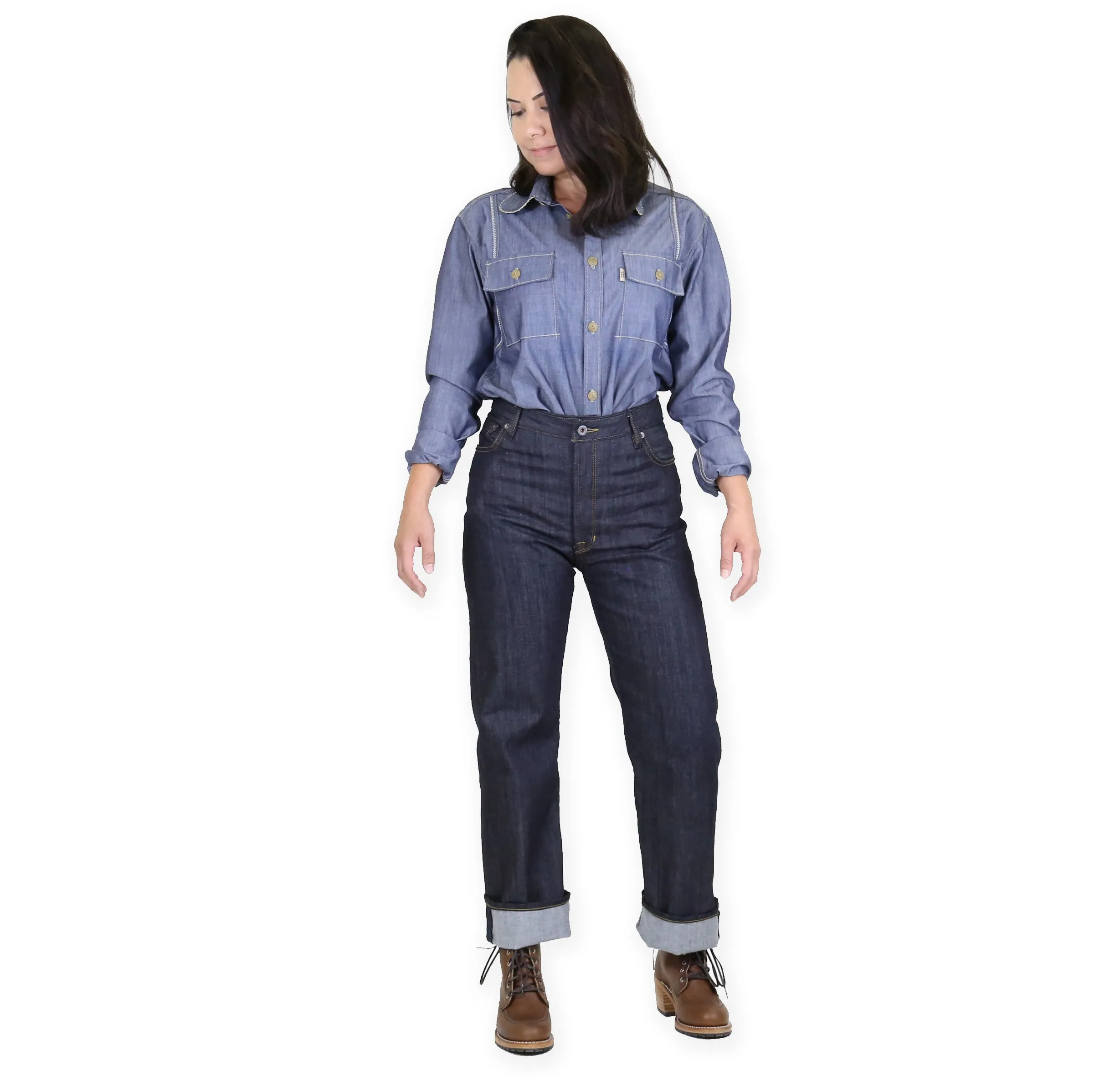 Drifter Indigo Stretch Medium High Waist Straight Leg sold by Railcar