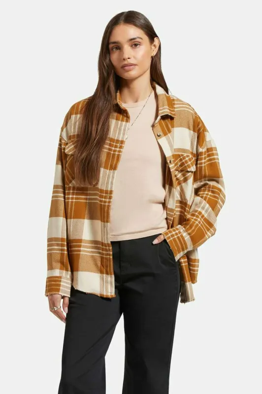 Brixton Women's Bowery Classic Flannel- Washed Copper/Whitecap sold by Railcar