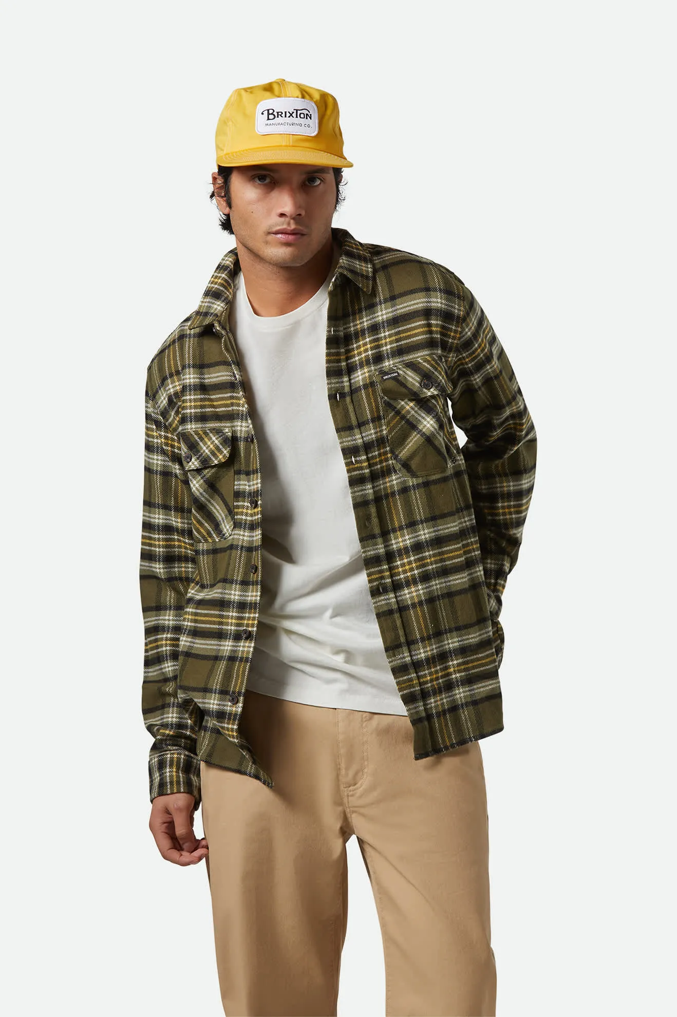 Brixton Men's Bowery Flannel - Ivy Green/ Olive Surplus/ Black - 01213 sold by Railcar