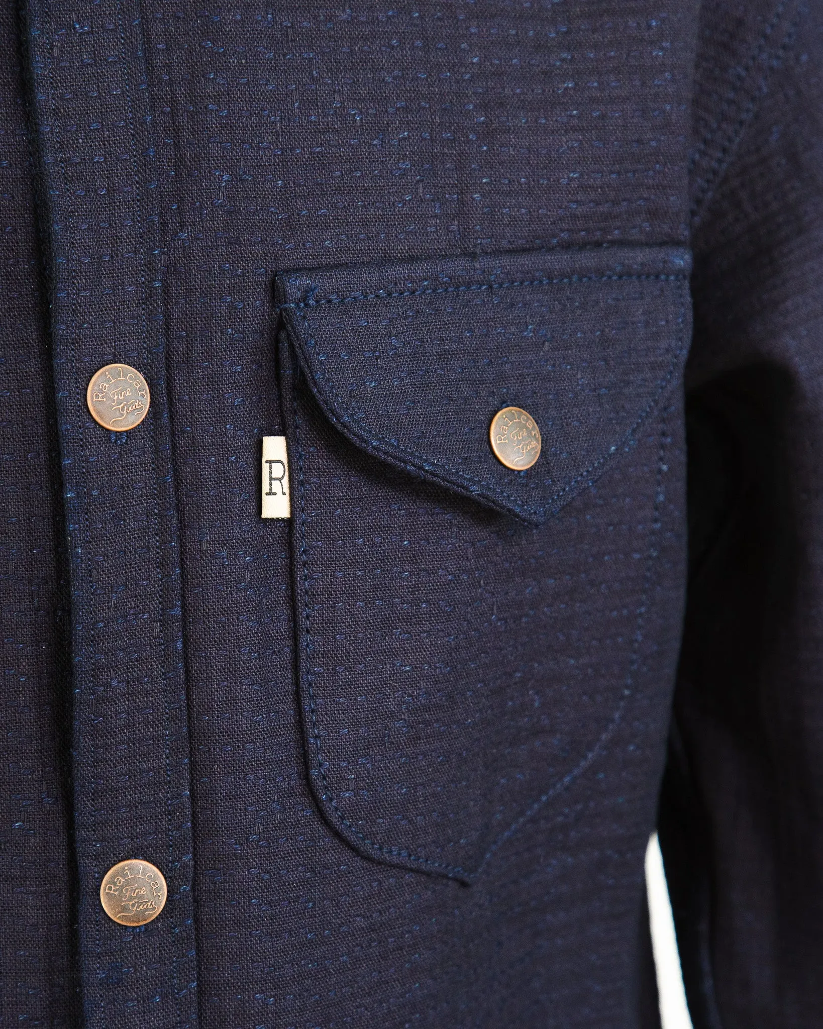 Eliminator Unshin Sashiko 13 Oz Dark Indigo Shirt sold by Railcar product image thumbnail 4