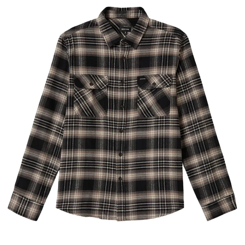 Brixton Men's Bowery Flannel - Black/ Charcoal/ Beige - 01213 sold by Railcar