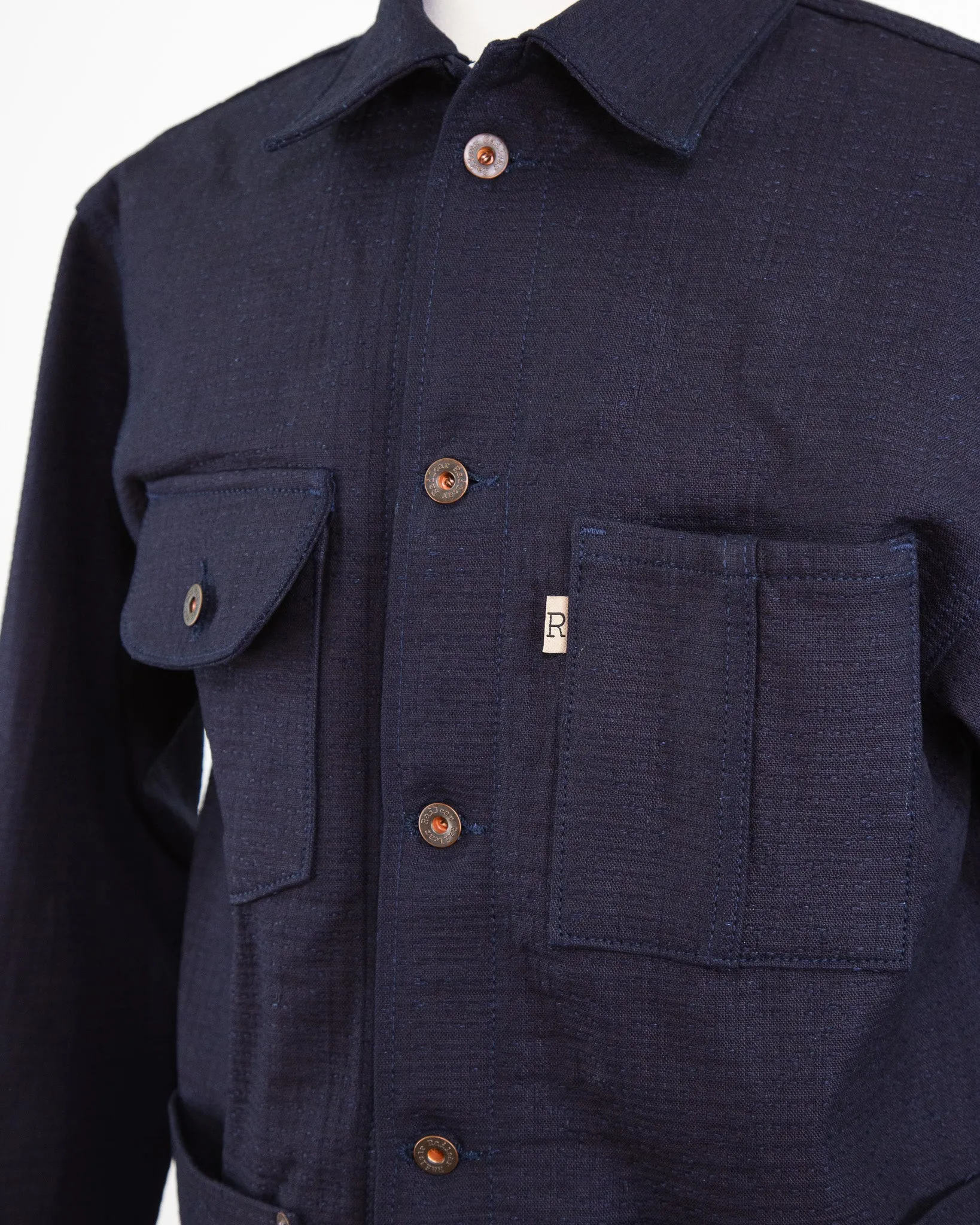 Chore Coat Unshin Sashiko 13 Oz Dark Indigo sold by Railcar product image thumbnail 4