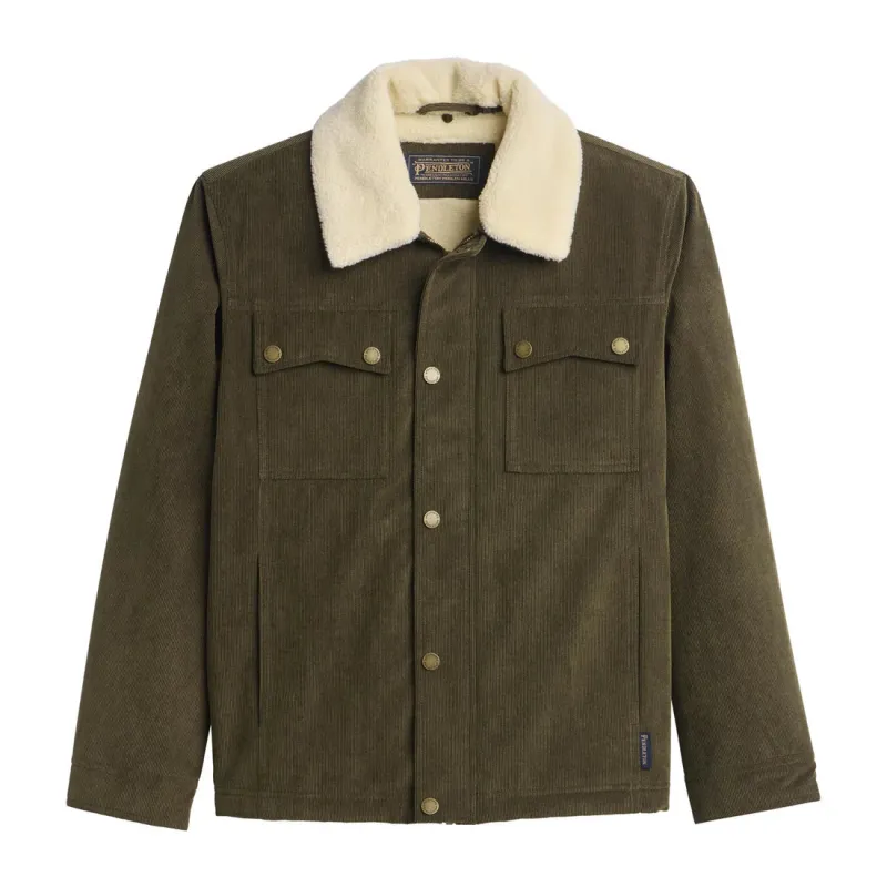 Pendleton Men's Seabeck Corduroy Trucker Jacket Dark Olive - C2436-83256 sold by Railcar