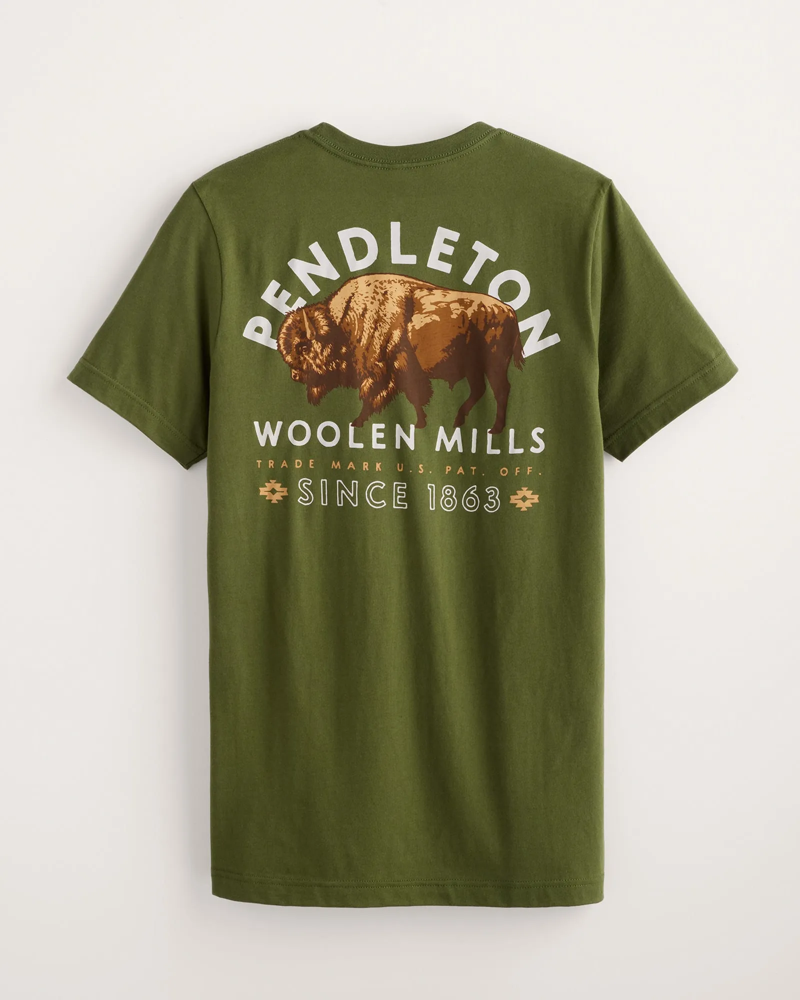 Pendleton Men's Bison Graphic Tee - Military Green/ Multi sold by Railcar