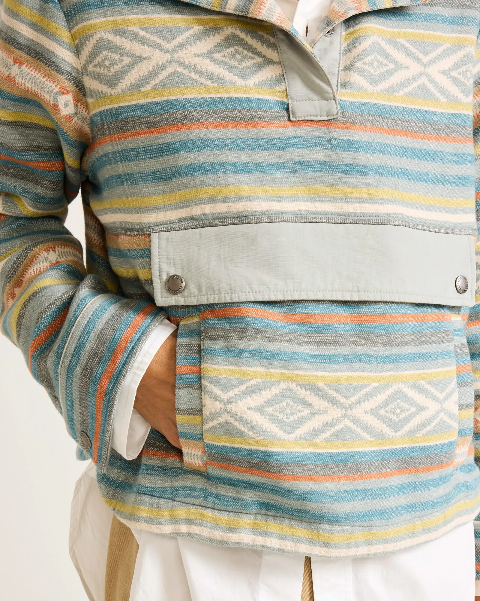 Pendleton Women's Doublesoft Half-Snap Pullover Teal Multi Stripe - TM647-84013 sold by Railcar