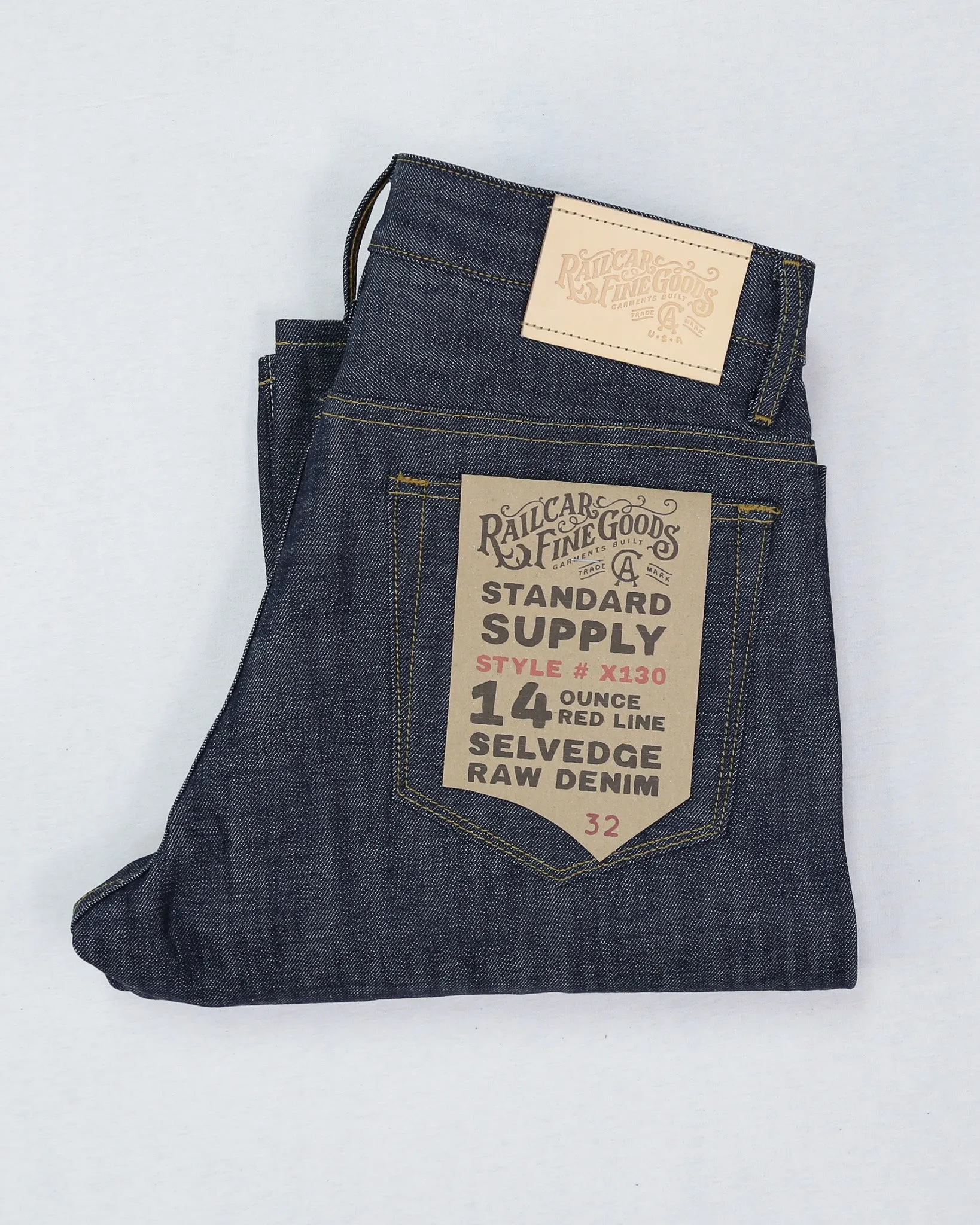 Rebels X130 Modern Straight Leg 14 Oz Classic Indigo Selvedge sold by Railcar