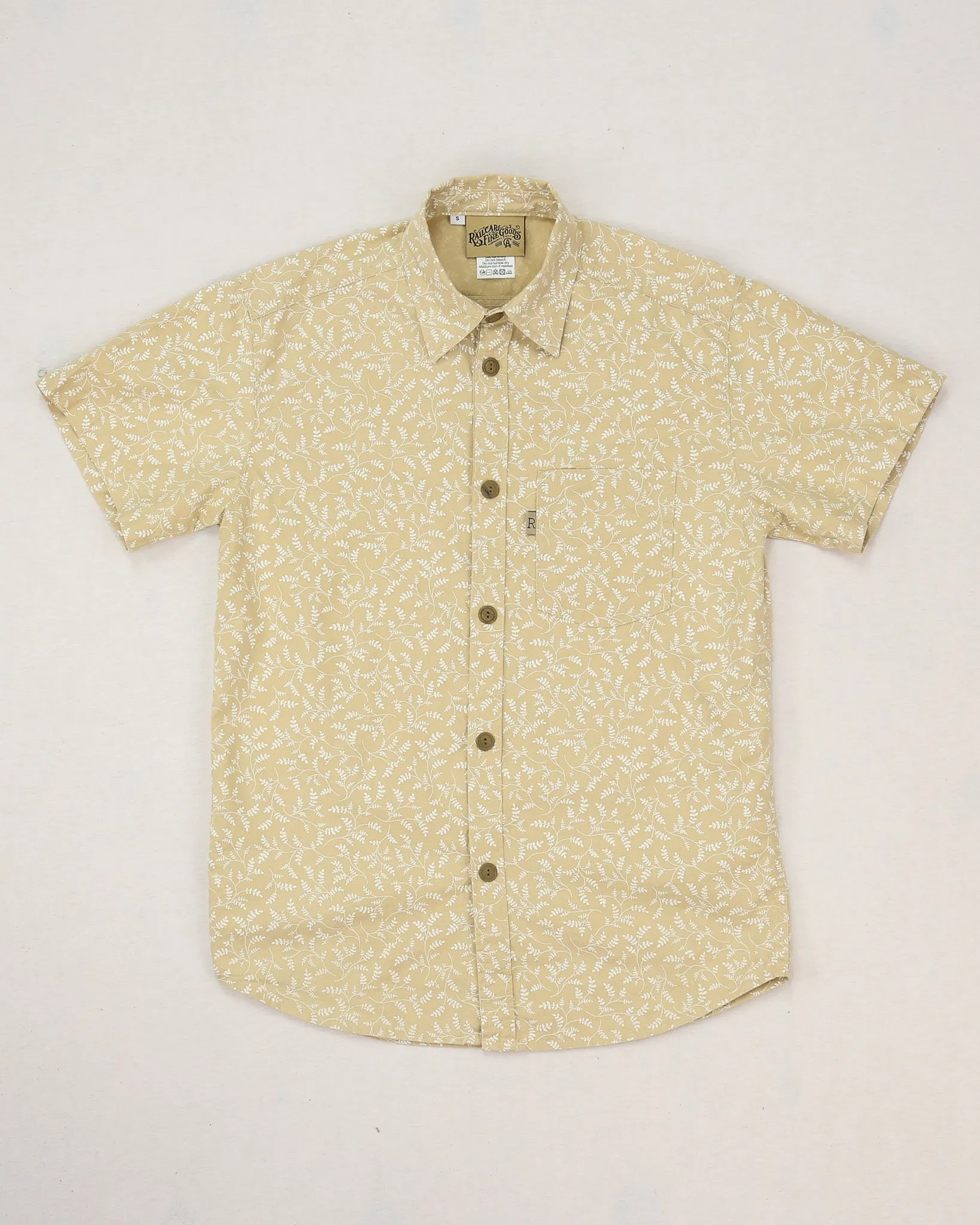 Outrunner Printed Fern Leaves Sand Short Sleeve Shirt (Limited Pre-Order) sold by Railcar
